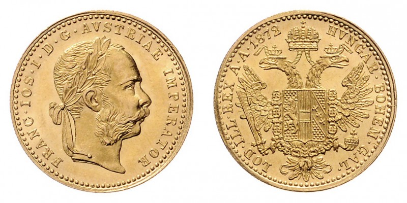 Franz Joseph I. 1848 - 1916
Dukat, 1872. Wien
3,50g
Fr. 1231
vz/stgl