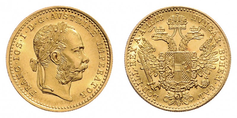 Franz Joseph I. 1848 - 1916
Dukat, 1913. Wien
3,51g
Fr. 1272
vz/stgl