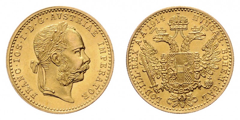 Franz Joseph I. 1848 - 1916
Dukat, 1914. Wien
3,51g
Fr. 1273
vz/stgl