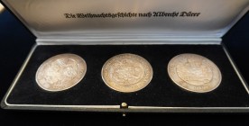 Silbermedaillen, Salzburg
2. Republik 1945 - heute. 3 Stück, die Weihnachtsgeschichte nach Alfred Dürer, Ag 0,925, Herausgegeben vom Salzburger Münzen...