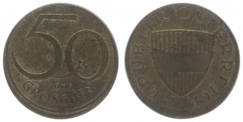 50 Groschen, 1969
2. Republik 1945 - heute. Verprägung - dezentriert. Wien
3,00g...