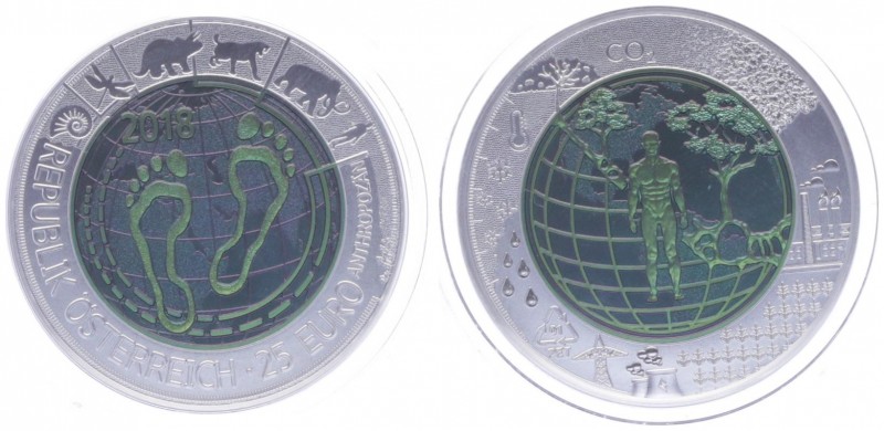 25 Euro, 2018
2. Republik 1945 - heute. Anthropozän, in Etui mit Zertifikat. Wie...