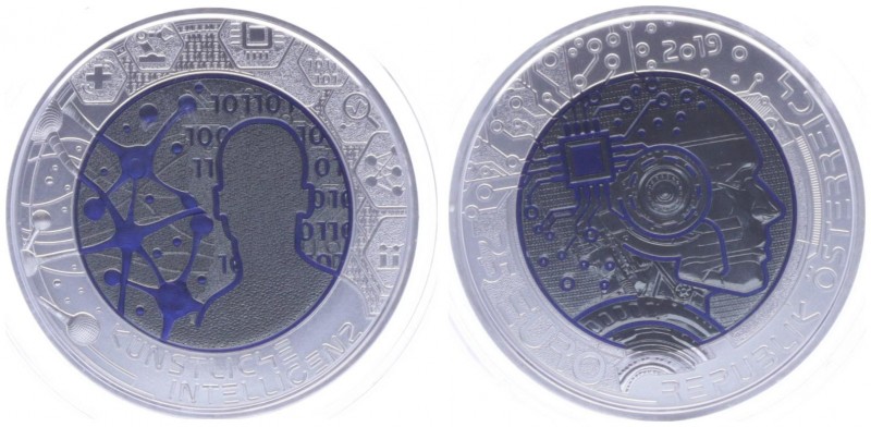 25 Euro, 2019
2. Republik 1945 - heute. Künstliche Intelligenz, in Etui mit Zert...