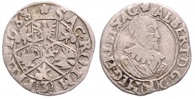 Albert von Wallenstein 1627 - 1634
Wallenstein. 3 Kreuzer, 1633. Jicin
1,42g
Poley 146. Meyer 325 var. Nechanicky 95
ss