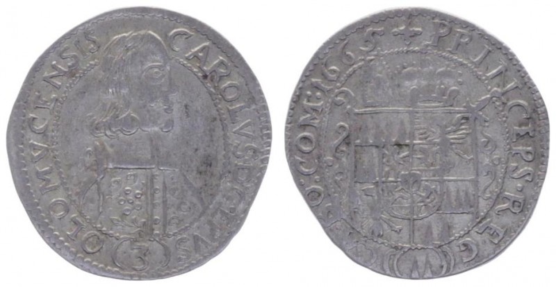 Karl II. von Lichtenstein 1664 - 1695
Olmütz, Bistum. 3 Kreuzer, 1665. Kremsier
...