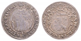 Paris Graf Lodron 1619 - 1653
Erzbistum Salzburg. 1/9 Taler, 1627. Salzburg
3,15g
HZ 1601
ss