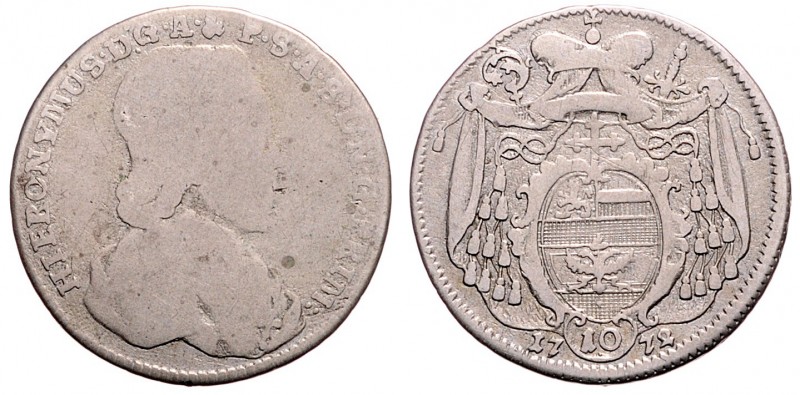 Hieronymus Graf Colloredo 1772 - 1803
Erzbistum Salzburg. 10 Kreuzer, 1772. Salz...