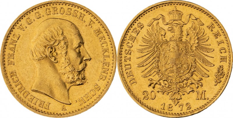 GROßHERZOGTUM MECKLENBURG-SCHWERIN, Friedrich Franz II. 1842-1883, 20 Mark 1872 ...