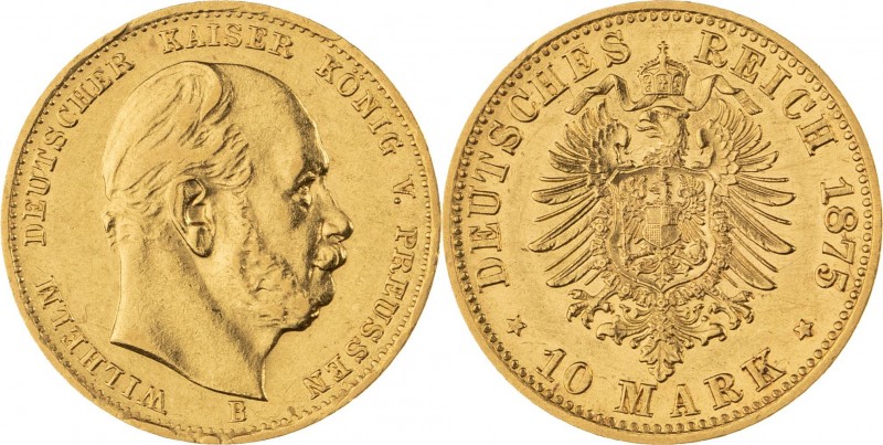 KÖNIGREICH PREUSSEN, Wilhelm I. 1861-1888, 10 Mark 1875 B, Hannover, Jaeger 245,...