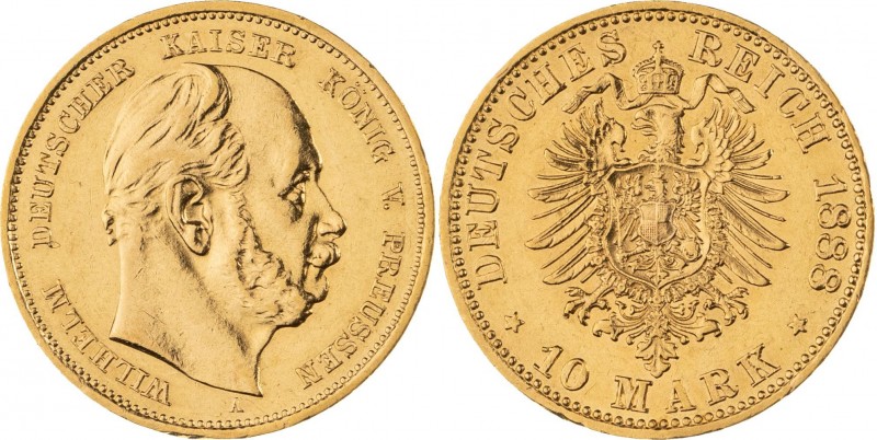 KÖNIGREICH PREUSSEN, Wilhelm I. 1861-1888, 10 Mark 1888 A, Berlin, Jaeger 245, w...