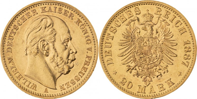 KÖNIGREICH PREUSSEN, Wilhelm I. 1861-1888, 20 Mark 1887 A, Berlin, Jaeger 246, k...
