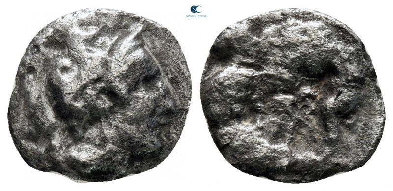 Calabria. Tarentum circa 325-280 BC. 
Diobol AR

9 mm, 0,81 g



fine