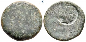 Sicily. Akragas circa 405-392 BC. Punic occupation; c/m: head of Herakles. Hemilitron Æ