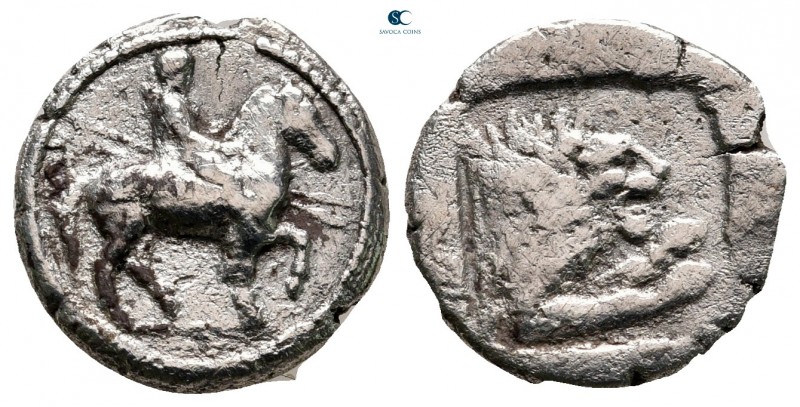 Kings of Macedon. Aigai. Perdikkas II 451-413 BC. 
Tetrobol AR

15 mm, 2,24 g...