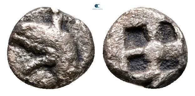 Ionia. Teos circa 540-500 BC. 
Tetartemorion AR

6 mm, 0,26 g



very fin...