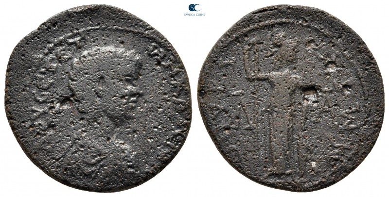 Messenia. Thuria. Geta, as Caesar AD 197-209. 
Assarion Æ

23 mm, 5,71 g

...