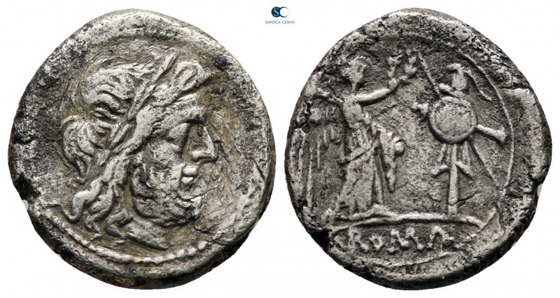 Anonymous circa 211-208 BC. Rome
Victoriatus AR

15 mm, 2,86 g



very fi...