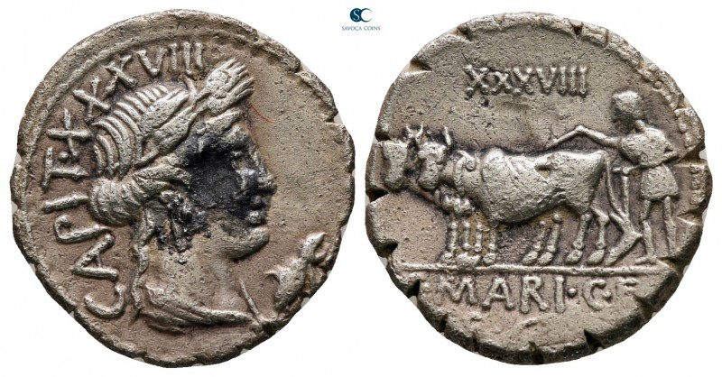 C. Marius C.f. Capito 81 BC. Rome
Serrate Denarius AR

16 mm, 3,09 g



v...