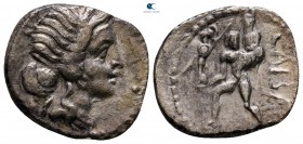 Julius Caesar 47-46 BC. Military mint. Denarius AR