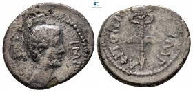 Marc Antony and Octavian 40-39 BC. Military mint. Denarius AR