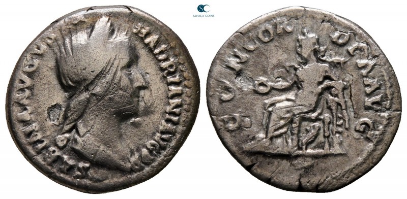 Sabina. Augusta AD 128-137. Rome
Denarius AR

16 mm, 2,75 g



nearly ver...