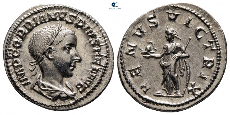 Gordian III AD 238-244. Rome
Denarius AR

18 mm, 2,86 g



very fine