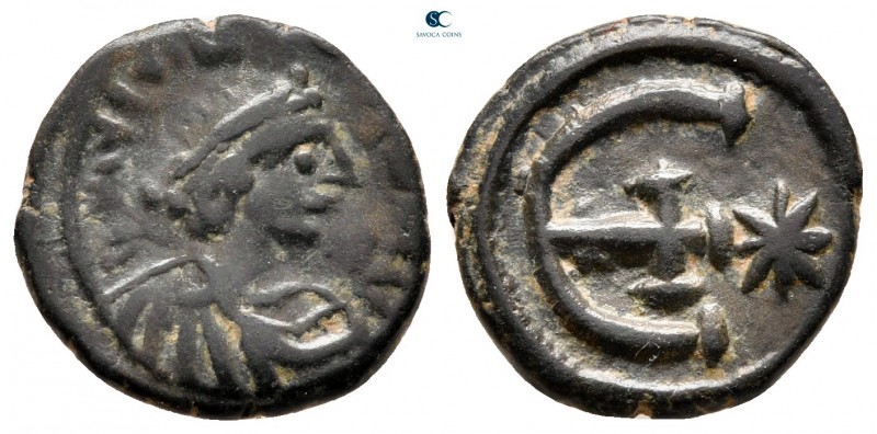 Justinian I AD 527-565. Theoupolis (Antioch)
Pentanummium Æ

14 mm, 2,01 g
...