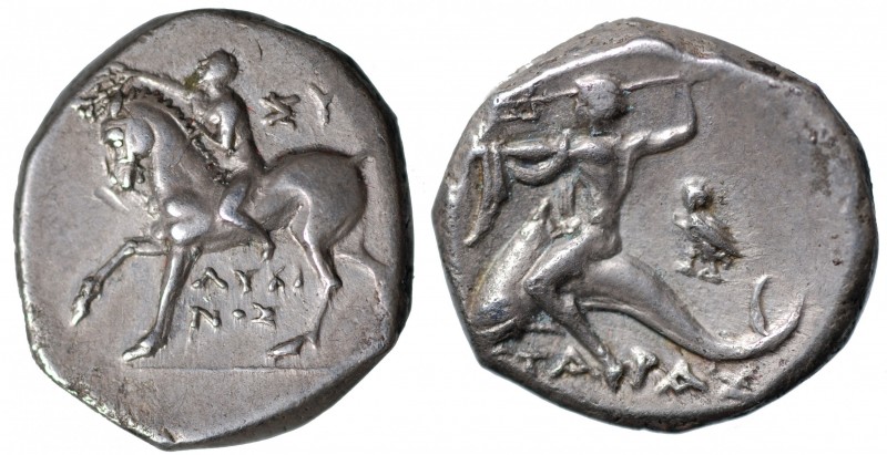 Calabria. Tarentum (ca. 272-240 a.C.). Didracma o Nomos. AG gr. 6,33 mm 19,5. BB