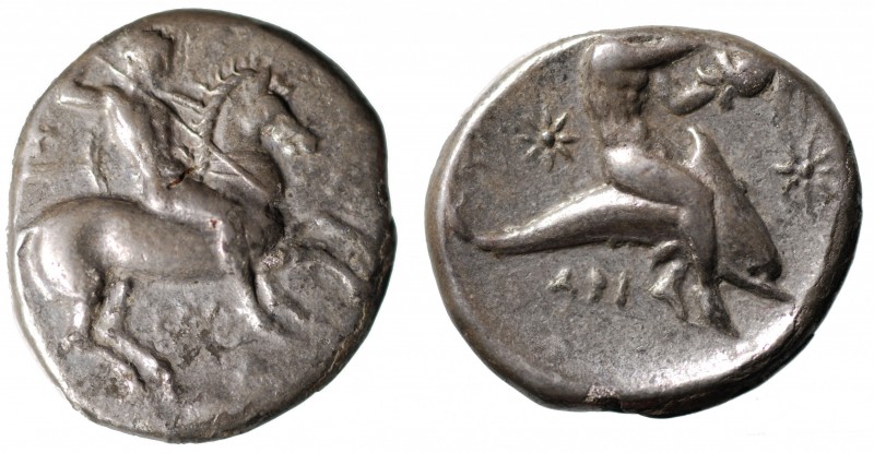 Calabria. Tarentum (ca. 340-325 a.C.). Didracma o Nomos. AG gr. 7,18 mm 21,8. SN...