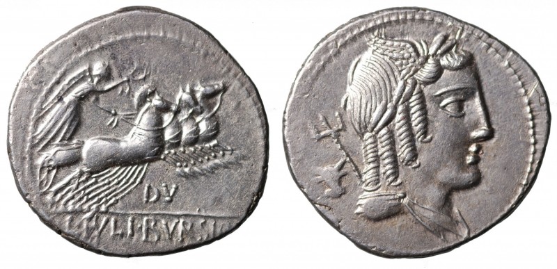 JULIA - L. JULIUS BURSIO (85 a.C.). Roma. Denario AG gr. 3,96 mm 20,6. D/Apollo ...