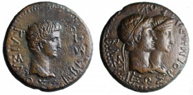 Augusto (27 a.C.-14 d.C.). Provinciali. Tracia AE gr. 8,32 mm 22. D/Testa di Augusto a d. /R Testa di Rhoemetalces e Pythodoris. SEAR 5396. SPL