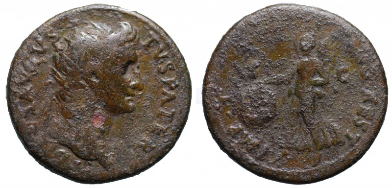 Augusto Divo (coniata sotto Tito, 79-81 d.C.). Dupondio di restituzione. AE gr.1...