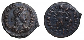 Teodosio I (379-395). Tessalonica. 1/2 centennionale AE4 bronzo gr. 1,18 mm 12,9. EX Naumann 84 Lot 1102; EX The K.L.Collection of late roman coins. B...