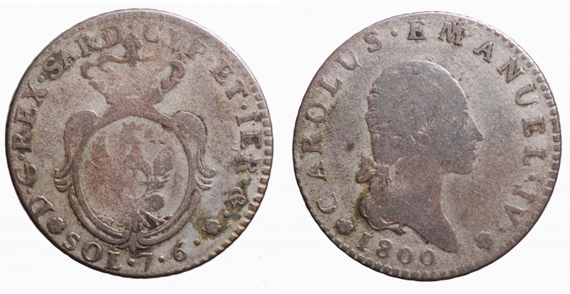 Savoia. Carlo Emanuele IV (1796-1800). Torino. 7,6 soldi 1800 Mi gr. 4,66 mm 24,...