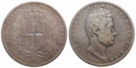 Savoia. Carlo Alberto. Genova. 5 lire 1837. Ag gr. 24,7 mm 37,1. MB-BB