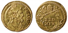 Stato Pontificio. Benedetto XIV (1740-1758). Roma. 1/2 scudo romano s.data. Munt. 32; CNI 363. AU gr. 0,93 mSPL