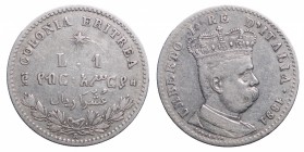 Umberto I. Eritrea. Roma. 1 lira 1891 AG gr.4,90. Gig.6 NC. BB