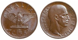 Vittorio Emanuele III. 5 centesimi 1936 "Impero". Rara. mSPL