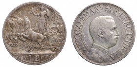 Vittorio Emanuele III. Roma. 2 lire 1910. Ag gr. 10. Gig. 97 Rara. mBB