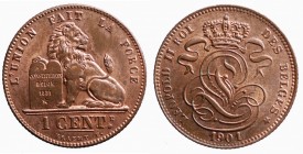 Belgio. 1 centimes 1921 FDC