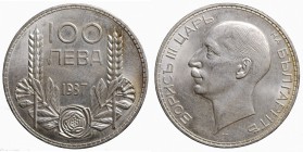 Bulgaria. Boris III. 100 Leva 1937 Ag .500 gr.20. KM#45 qFDC