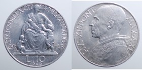 Vaticano. Pio XII. 10 lire 1949. It gr 3 mm 29. mSPL