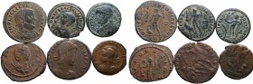 Lotto di 6 monete in bronzo del tardo impero da catalogare. Conservazioni medie MB-BB
