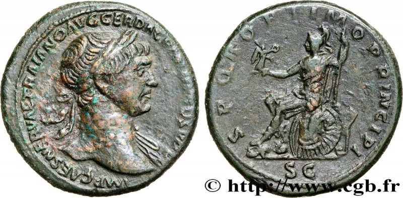 TRAJANUS
Type : As 
Date : 107 
Mint name / Town : Rome 
Metal : bronze 
Diamete...