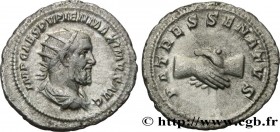 PUPIENUS
Type : Antoninien 
Date : 238 
Mint name / Town : Rome 
Metal : silver 
Millesimal fineness : 500  ‰
Diameter : 22,5  mm
Orientation dies : 1...