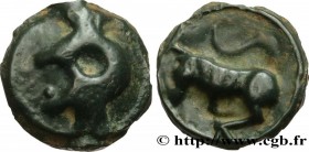 TURONES (Area of Touraine)
Type : Potin “à la tête diabolique” 
Date : c. 80-50 AC. 
Metal : potin 
Diameter : 15,5  mm
Orientation dies : 9  h.
Weigh...