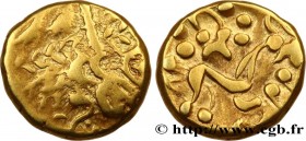 AMBIANI (Area of Amiens)
Type : Statère d'or biface au flan court 
Date : c. 80-50 AC. 
Mint name / Town : Amiens (80) 
Metal : gold 
Diameter : 16  m...