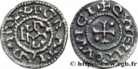 CHARLES II LE CHAUVE / THE BALD
Type : Denier 
Date : c. 864-875 
Mint name / Town : Quentovic 
Metal : silver 
Diameter : 20  mm
Orientation dies : 1...