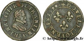 HENRY IV
Type : Double tournois, 2e type de Paris (légende française) 
Date : 1599 
Mint name / Town : Paris, Moulin des Étuves 
Metal : copper 
Diame...