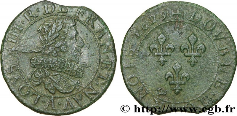 LOUIS XIII
Type : Double tournois, type 6 de Paris 
Date : 1629 
Mint name / Tow...